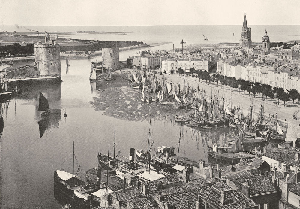 CHARENTE- MARITIME. Port de La Rochelle, A Marée basse 1900 old antique print